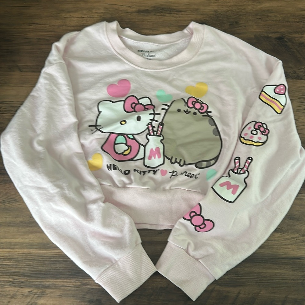 Hello Kitty X Pusheen Cropped Sweatshirt | Pink | Small